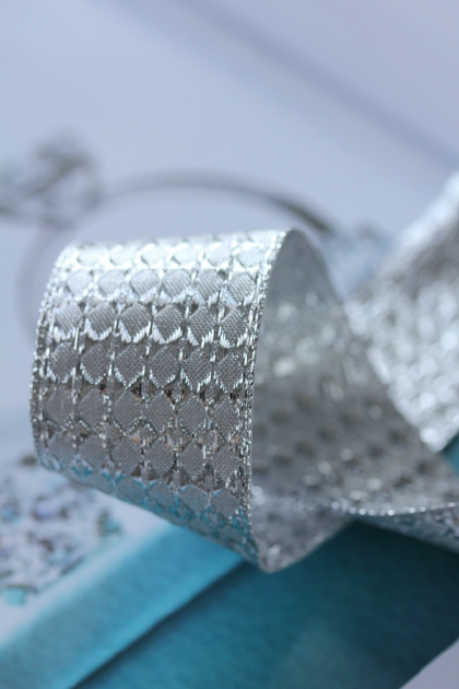 ドイツ・ワイヤーリボン　Metalic Diamond　シルバー　38ミリ幅　