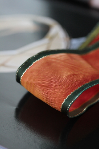 フランス製ワイヤーリボン　クリスマスモアレ　50ミリ幅　