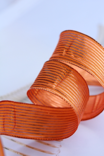 フランス製ワイヤーリボン　Metalic ORANGE　25ミリ幅　