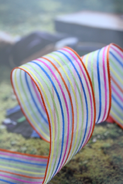 フランス製ワイヤーリボン　レインボーMulti color　40ミリ幅　