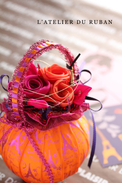 2012.12.08(sat)フレンチリボンInteriorクラフト名古屋X'mas午後レッスン"Paris色のローズボール＆X'masラッピングDeco"