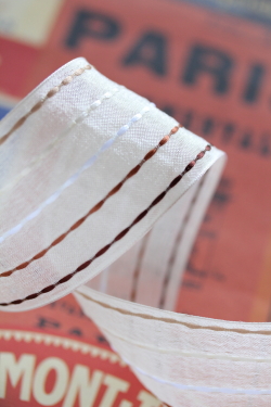 フランス製ワイヤーリボン・ステッチシースルー　オフホワイト　50ミリ幅　