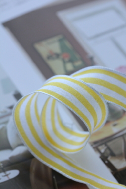 フランス製ワイヤーリボン 　STRIPES Yellow　15ミリ幅　