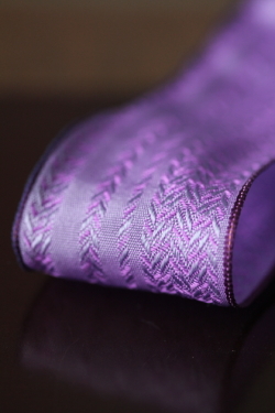 フランス製ワイヤーリボン　ヘリンボーンPurple  40ミリ幅