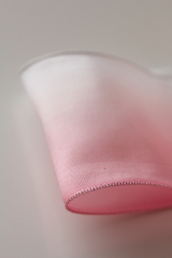 フランス製ワイヤーリボン・グラデーション　Pink/White 38ミリ幅　