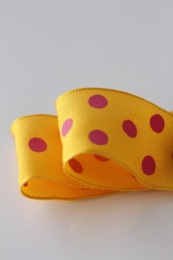 フランス製ワイヤーリボン・フレンチドットY/P　25ミリ幅　