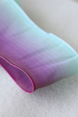 フランス製ワイヤーリボン・グラデーション　ラズベリー/エメラルド 50ミリ幅　