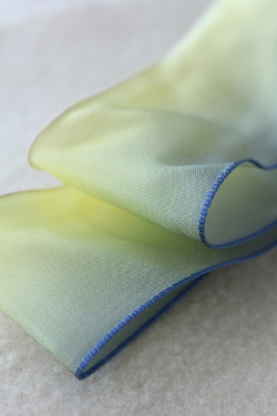 フランス製ワイヤーリボン・グラデーションBlue/soft yellow　40ミリ幅　