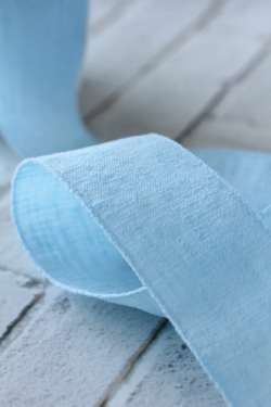 ドイツ製リボン・リネン・スカイブルー　40ミリ幅