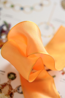 フランス製ワイヤーリボン・スタンダード　シャーベットオレンジ 40ミリ幅　