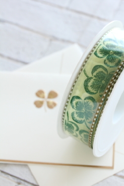 フランス製ワイヤーリボン・Four-leaf Clover　25ミリ幅　