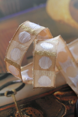 フランス製ワイヤーリボン エンブロイダリーDots　15ミリ幅　