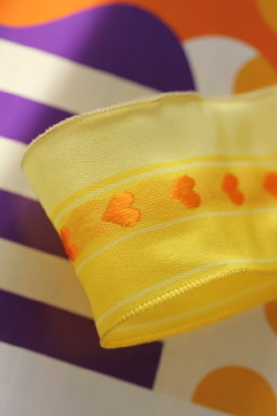 フランス製ワイヤーリボン Yellow Heart 40ミリ幅　