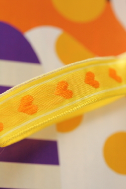 フランス製ワイヤーリボン Yellow Heart 15ミリ幅　