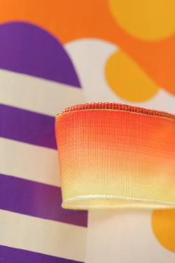 フランス製ワイヤーリボン・グラデーション　Orange/Yellow　25ミリ幅　