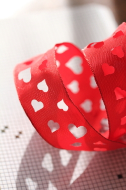 フランス製ワイヤーリボン パンチングHeart  25ミリ幅　