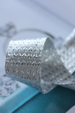 ドイツ・ワイヤーリボン　Metalic Diamond　シルバー　38ミリ幅　