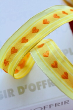 フランス製ワイヤーリボン Yellow Heart 25ミリ幅　
