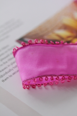 フランス製ワイヤーリボン・ピンクピコット　  40ミリ幅　