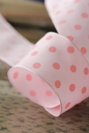 ドイツ製リボン・Color Dots　Pink-Pink　40ミリ幅