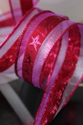 フランス製ワイヤーリボン　シャイニーエトワールFuchsia＆Purple　25ミリ幅　