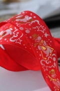 フランス製ワイヤーリボン・Santa Claus RED  38ミリ幅　