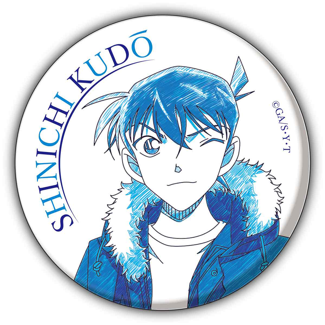 名探偵コナン　ペンシルアート　缶バッジコレクションVol.4　工藤新一