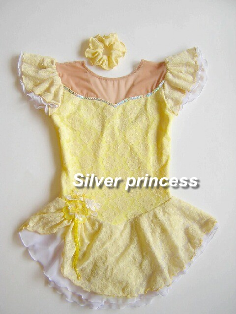 いつでも御注文★Silver princess限定販売★フローラルプリンセス★フィギュアスケートコスチューム★TNPS２★黄色★各サイズ