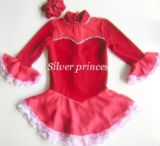 クリスマス用締切は10/23★PV200番★赤★大粒ストーンが光る♪フィギュアスケートコスチューム★子供サイズ