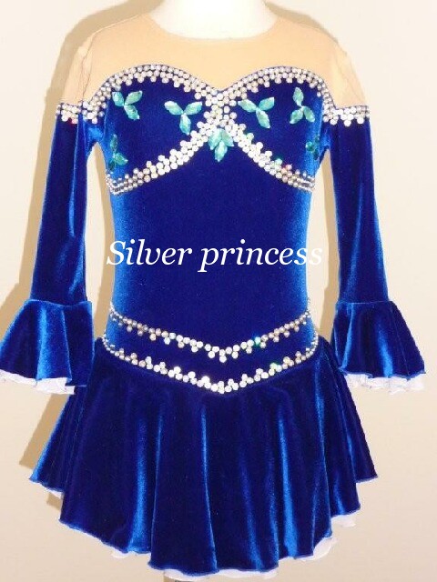 送料無料★TNB227★ロイヤルブルーフルオーダー★大会用フィギュアスケートコスチューム★