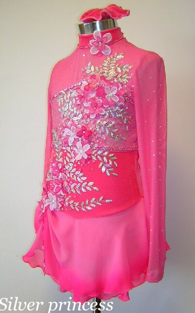 送料無料★TNPK178★お花がいっぱい★フルオーダー大会用フィギュアスケートコスチューム