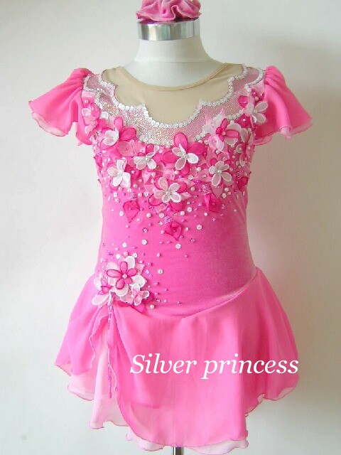 送料無料★TNPK188★お花がいっぱいフルオーダー大会用フィギュアスケートコスチューム★