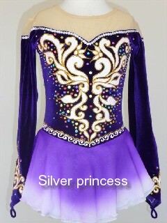 送料無料★フルオーダー大会用フィギュアスケートコスチューム★紫４８番★