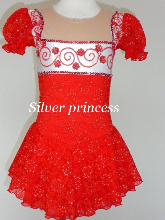 送料無料★TNR146★レースがＣＵＴＥ♪フルオーダー大会用フィギュアスケートコスチューム★