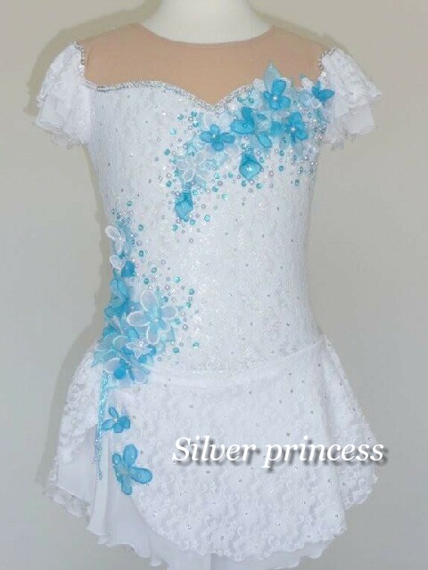 送料無料★TNW31★さわやか白レース★フルオーダー大会用フィギュアスケートコスチューム★