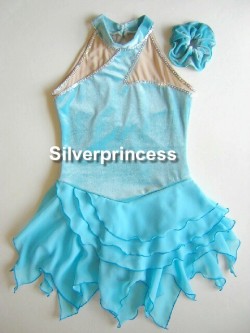 御注文制作品★テスト公式練習★Silver princess３５番★フィギュアスケートコスチューム★子供各サイズ