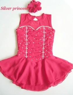 送料無料★TS40RD★ゴージャスストーンが光る★大会用フィギュアスケートコスチューム★赤★