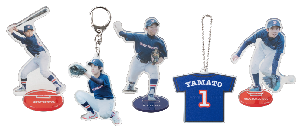 アクリルプレイングフィギュア プレーヤーキーホルダー チームキーホルダー組合せ自由な５個セット 大サイズ