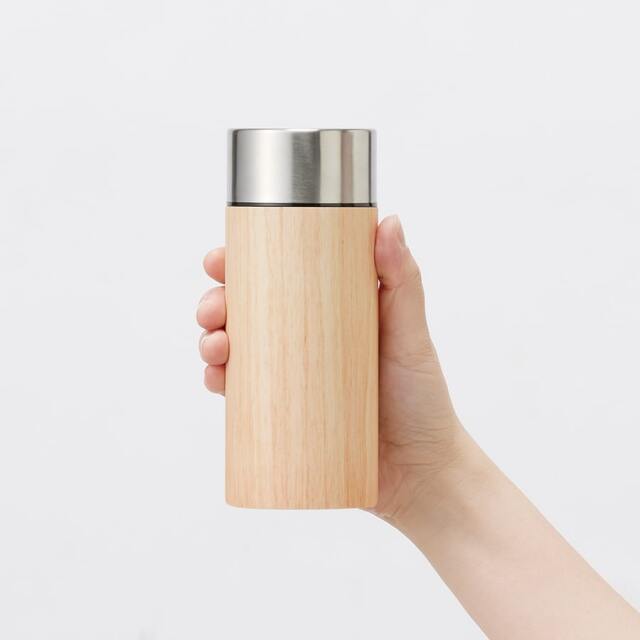 【保温＆保冷】木目調ボディサーモボトル300ml
