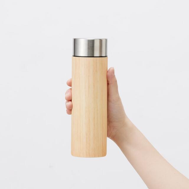 【保温＆保冷】木目調ボディサーモボトル450ml