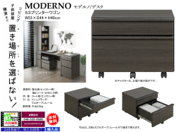 【デスク用プリンターワゴン】「モデルノ」５３プリンターワゴン　高級感のあるカラー、モデルノデスク用にプリンターが載せられるフルオープンレール付２段引出キャスター付ワゴンです。