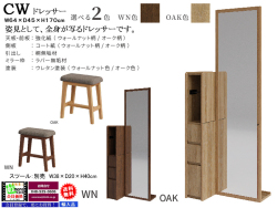 【シンプルで機能満載のドレッサー】「CW」姿見ドレッサー　６４cm幅４５cm奥行の省スペースで姿見で使える優れもの、１７０cm高の鏡は全身を写します。鏡裏面にはハンガー掛け付、専用スツールは、鏡の裏に収納できます。