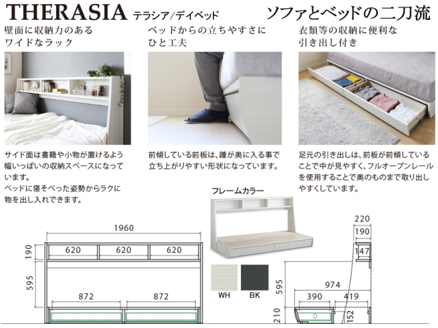 ベッドとソファの二刀流】「テラシア」シングルベッドフレーム