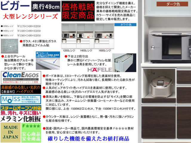 期間限定価格戦略レンジ】「ビガー」1200レンジ 国内最高環境安全