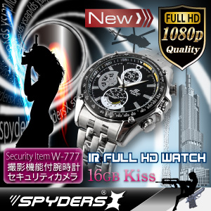 腕時計 腕時計型 スパイカメラ スパイダーズX (W-777) フルハイビジョン 赤外線 16GB内蔵