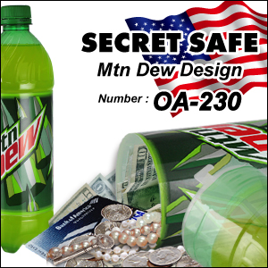 防犯 スパイグッズ 隠し金庫 ペットボトル型 収納 セーフティボックス 『SECRET SAFE シークレットセーフ』(OA-230) Mtn Dew