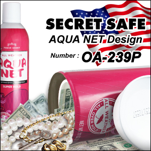 スプレー缶型 ヘアスプレーデザイン 収納 セーフティボックス『SECRET SAFE シークレットセーフ』(OA-239P) AQUA NET ピンク