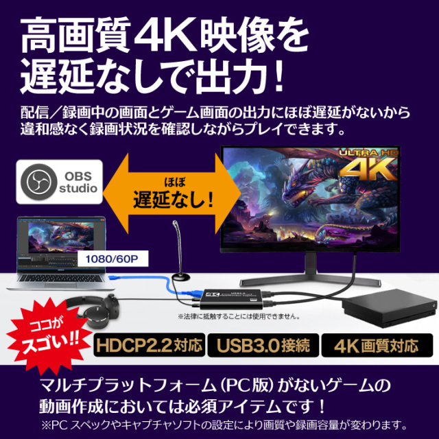 未使用品】キャプチャーボード HDMI ゲームキャプチャー USB3.0接続 