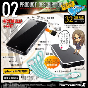 充電器型カメラ スマホデザイン ポータブルバッテリー 小型