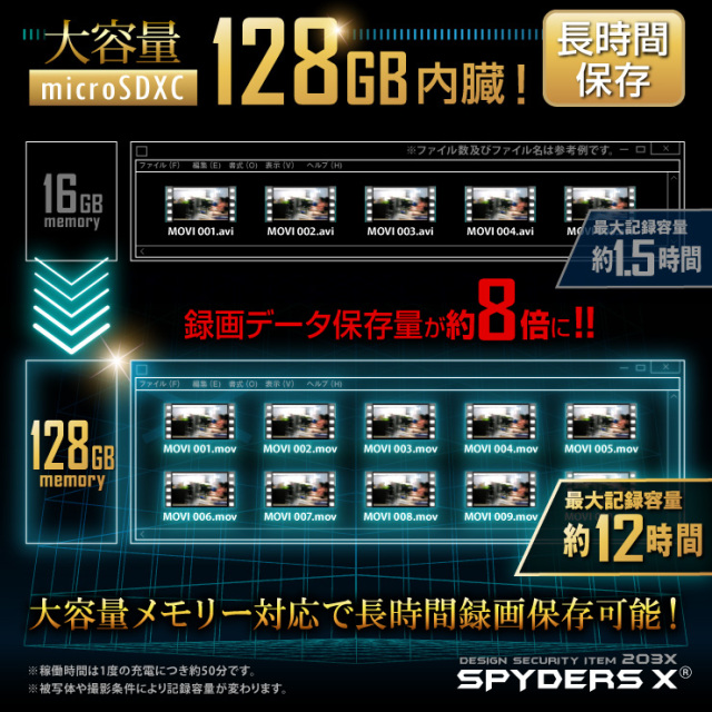 【値下げ】メガネ型カメラ 1080P 128GB内蔵 E-290α メガネ型カメラ E-290α スパイダーズX |アキバガレージ